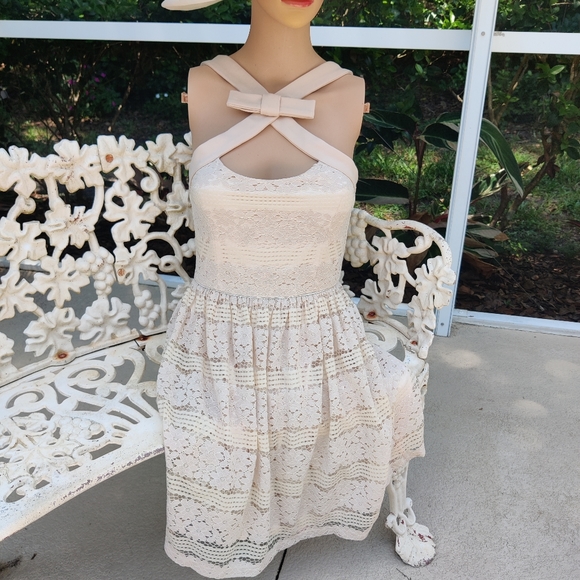 Embroidered floral lace fit and flare mini - Picture 5 of 16